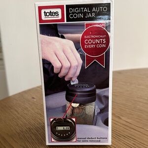 totes Black and Clear Digital Coin Jar